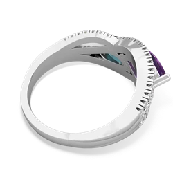 Amethyst Diamond Rivers 14K White Gold ring R3070