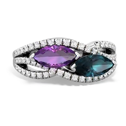 Amethyst Diamond Rivers 14K White Gold ring R3070