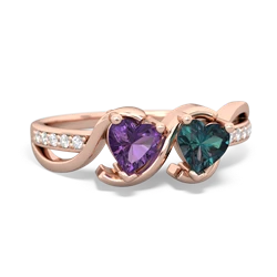 Amethyst Side By Side 14K Rose Gold ring R3090