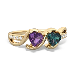 Amethyst Side By Side 14K Yellow Gold ring R3090