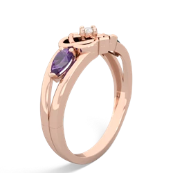 Amethyst Hearts Intertwined 14K Rose Gold ring R5880