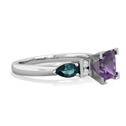 Amethyst 6Mm Princess Eternal Embrace Engagement 14K White Gold ring C2002