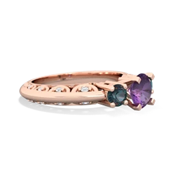 Amethyst Art Deco Eternal Embrace Engagement 14K Rose Gold ring C2003