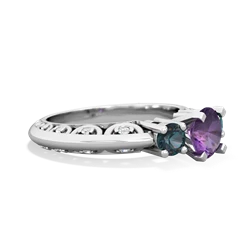 Amethyst Art Deco Eternal Embrace Engagement 14K White Gold ring C2003