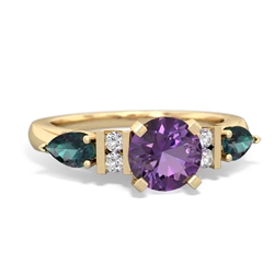 Amethyst 6Mm Round Eternal Embrace Engagement 14K Yellow Gold ring R2005