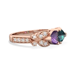 Amethyst Diamond Butterflies 14K Rose Gold ring R5601