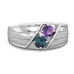 Amethyst Men's Streamline 14K White Gold ring R0460