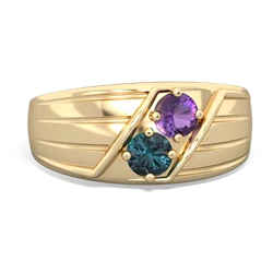 Amethyst Men's Streamline 14K Yellow Gold ring R0460