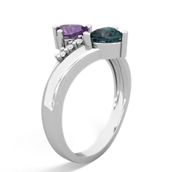 Amethyst Heart To Heart 14K White Gold ring R2064