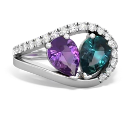 Amethyst Nestled Heart Keepsake 14K White Gold ring R5650