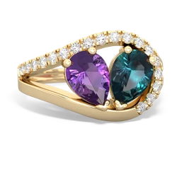 Amethyst Nestled Heart Keepsake 14K Yellow Gold ring R5650