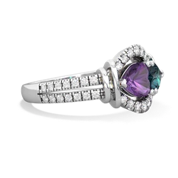 Amethyst Art-Deco Keepsake 14K White Gold ring R5630