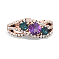 Amethyst Three Stone Aurora 14K Rose Gold ring R3080