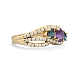 Amethyst Three Stone Aurora 14K Yellow Gold ring R3080