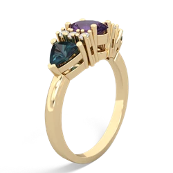 Amethyst Antique Style Three Stone 14K Yellow Gold ring R2186