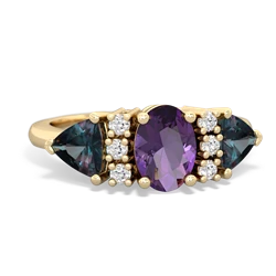 Amethyst Antique Style Three Stone 14K Yellow Gold ring R2186