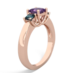 Amethyst Three Stone Trellis 14K Rose Gold ring R4015