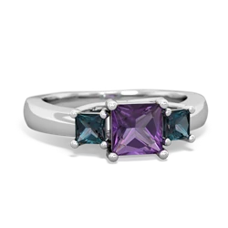 Amethyst Three Stone Trellis 14K White Gold ring R4015