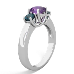 Amethyst Three Stone Round Trellis 14K White Gold ring R4018