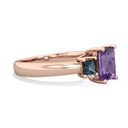 Amethyst Three Stone Emerald-Cut Trellis 14K Rose Gold ring R4021