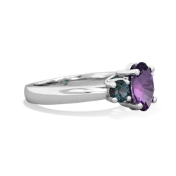 Amethyst Three Stone Oval Trellis 14K White Gold ring R4024