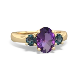 Amethyst Three Stone Oval Trellis 14K Yellow Gold ring R4024