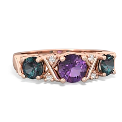 Amethyst Hugs And Kisses 14K Rose Gold ring R5016