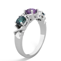 Amethyst Hugs And Kisses 14K White Gold ring R5016