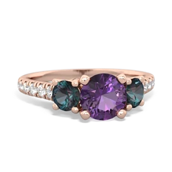 Amethyst Pave Trellis 14K Rose Gold ring R5500