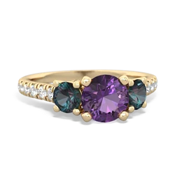 Amethyst Pave Trellis 14K Yellow Gold ring R5500