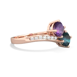 Amethyst Channel Set Two Stone 14K Rose Gold ring R5303