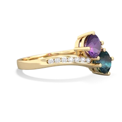 Amethyst Channel Set Two Stone 14K Yellow Gold ring R5303