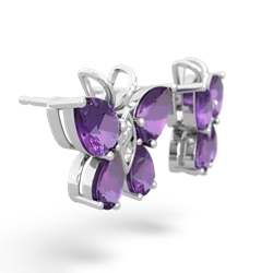 Amethyst Butterfly 14K White Gold earrings E2215