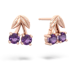 Amethyst Sweet Cherries 14K Rose Gold earrings E7001