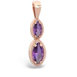 Amethyst Antique-Style Halo 14K Rose Gold pendant P5700