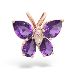 Amethyst Butterfly 14K Rose Gold pendant P2215