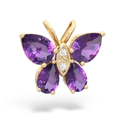 Amethyst Butterfly 14K Yellow Gold pendant P2215