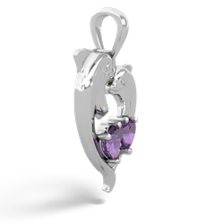 Amethyst Dolphin Heart 14K White Gold pendant P5820