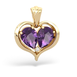 Amethyst Two Become One 14K Yellow Gold pendant P5330