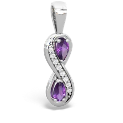 Amethyst Diamond Infinity 14K White Gold pendant P5390