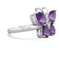 Amethyst Butterfly 14K White Gold ring R2215