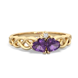 Amethyst Heart To Heart Braid 14K Yellow Gold ring R5870