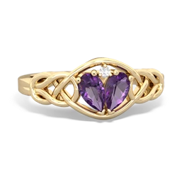 Amethyst Celtic Love Knot 14K Yellow Gold ring R5420