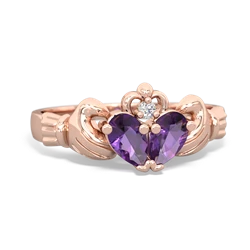 Amethyst 'Our Heart' Claddagh 14K Rose Gold ring R2388