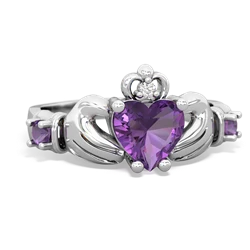 Lab Pink Sapphire Claddagh Keepsake 14K White Gold ring R5245