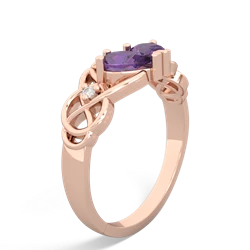 Amethyst 'One Heart' Celtic Knot Claddagh 14K Rose Gold ring R5322