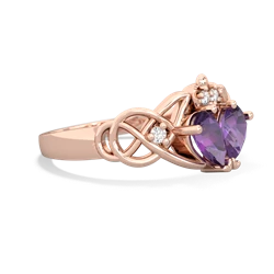 Amethyst 'One Heart' Celtic Knot Claddagh 14K Rose Gold ring R5322