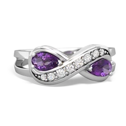 Amethyst Diamond Infinity 14K White Gold ring R5390