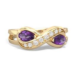 Amethyst Diamond Infinity 14K Yellow Gold ring R5390