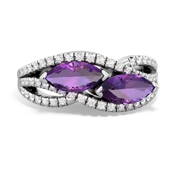 Amethyst Diamond Rivers 14K White Gold ring R3070